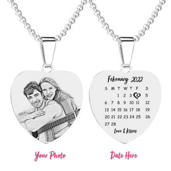Gravierte Herz-kalender-tag-foto-halskette Edelstahl-geschenke Für Ihren Liebhaber - ihrenamenskettede