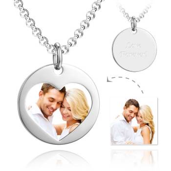 Unisex Herzform Foto Graviert Tag Halskette Mit Egravur Edelstahl
