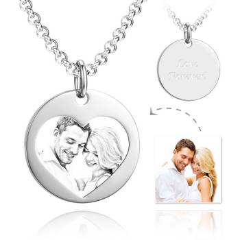 Unisex Foto Graviert Tag Liebe Halskette Mit Gravur Edelstahl