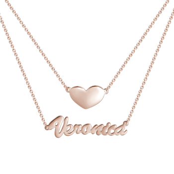 Layered Nameplate Necklace Rose Gold