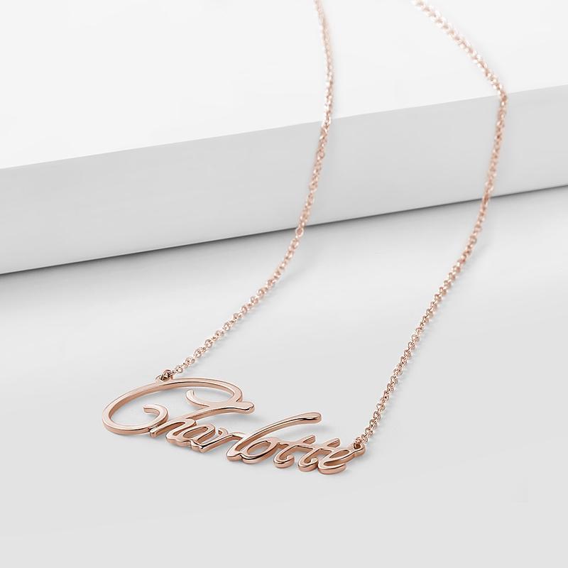 Personalisierte Namenshalskette Rose Gold Plated Silver