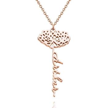 Individuell Gravierte Halskette In Rosenform Als Erinnerungsgeschenk - Roségold