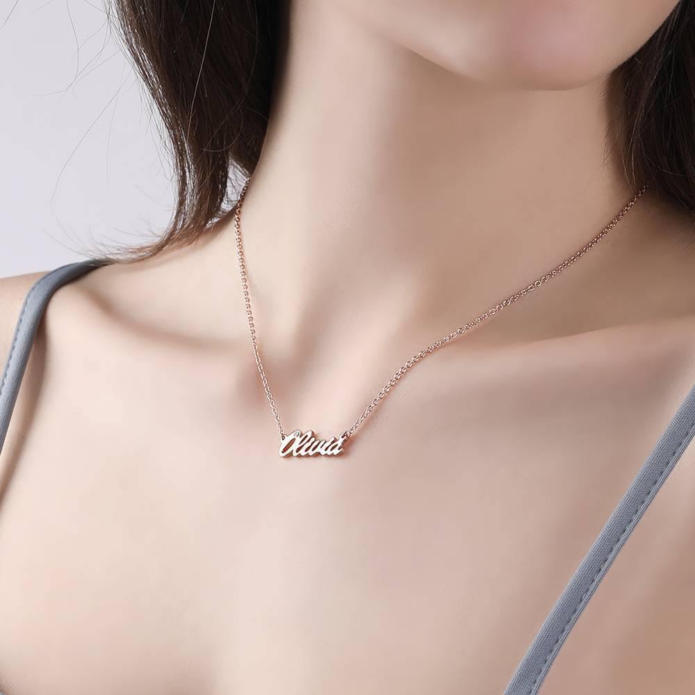 0.02Ct Diamond Name Halskette Rose Gold Plated Silber