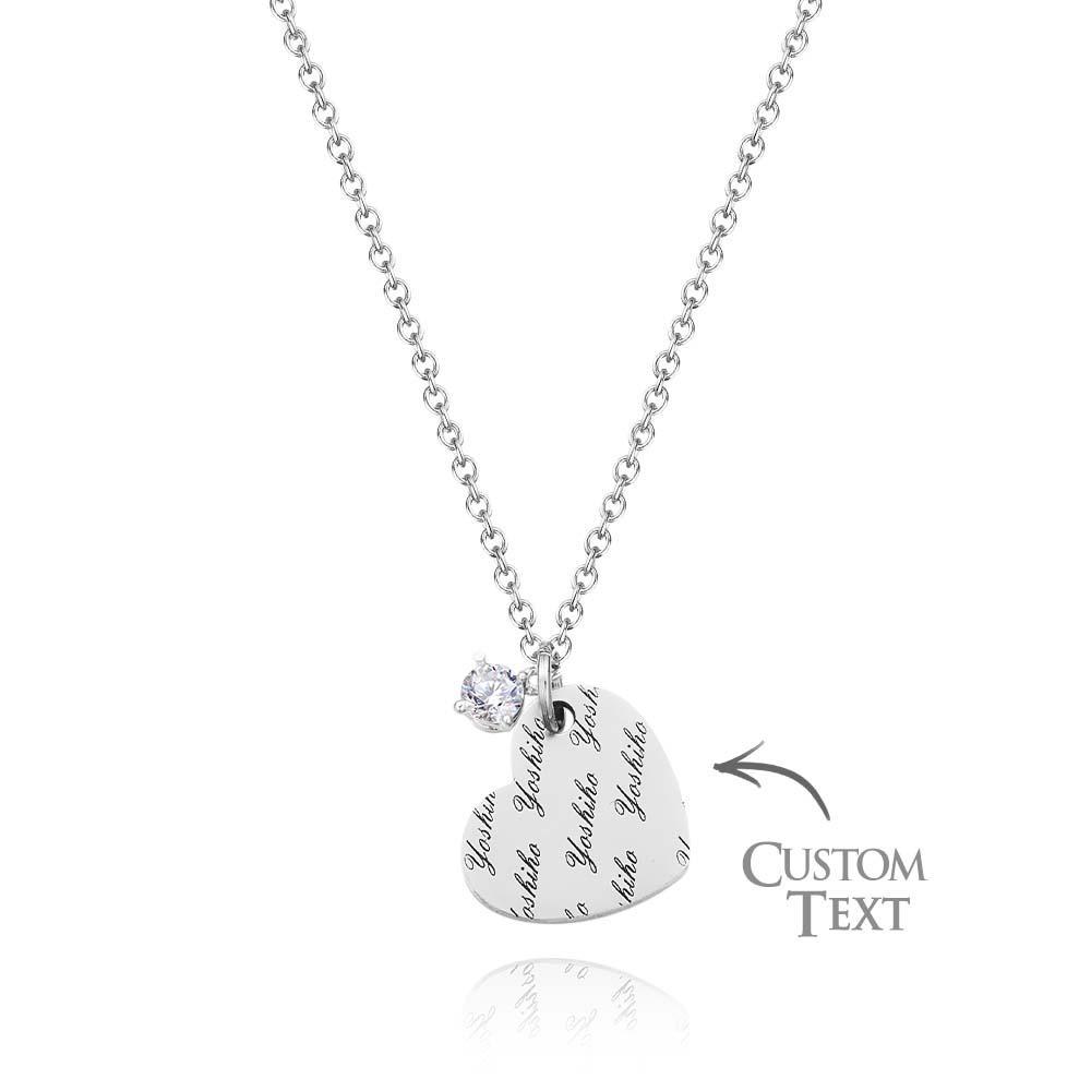 Herz-halskette Mit Individueller Gravur Und Einem Geburtsstein Als Geschenk Für Ein Mädchen - ihrenamenskettede