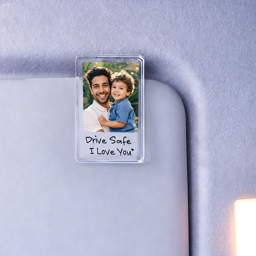 Sonnenblendenclip Mit Foto – Individueller Sonnenblendenclip „fahr Vorsichtig, Ich Liebe Dich" – Geschenkidee Fürs Auto - namenecklacede