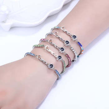 Benutzerdefinierte Namens-tennisarmbänder, Fotoprojektion, Modisches All-diamonds-armband, Geschenke Für Sie - ihrenamenskettede