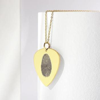 Tatsächliche Fingerabdruck-Halskette Guitar Pick Halskette Memorial Geschenk Für Ihn 14K Vergoldet