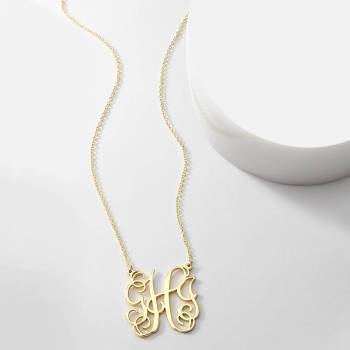 Kleine Monogramm-Halskette 14K Gold Plattiert Silber
