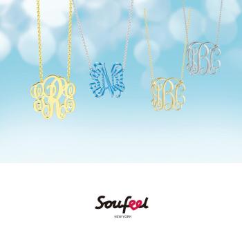 Ausgefallene Monogramm-Halskette Goldplattiert - Silber