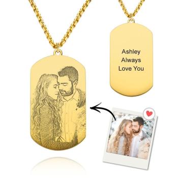 Foto Halskette Mit Gravur Halskette Gold Farbe Skizze Effekt Geschenke Für Ihn