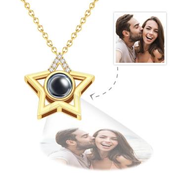 Anpassbare Foto-Projektionskette Stern-Foto-Anhängerkette Erinnerungsgeschenk - NameNecklace