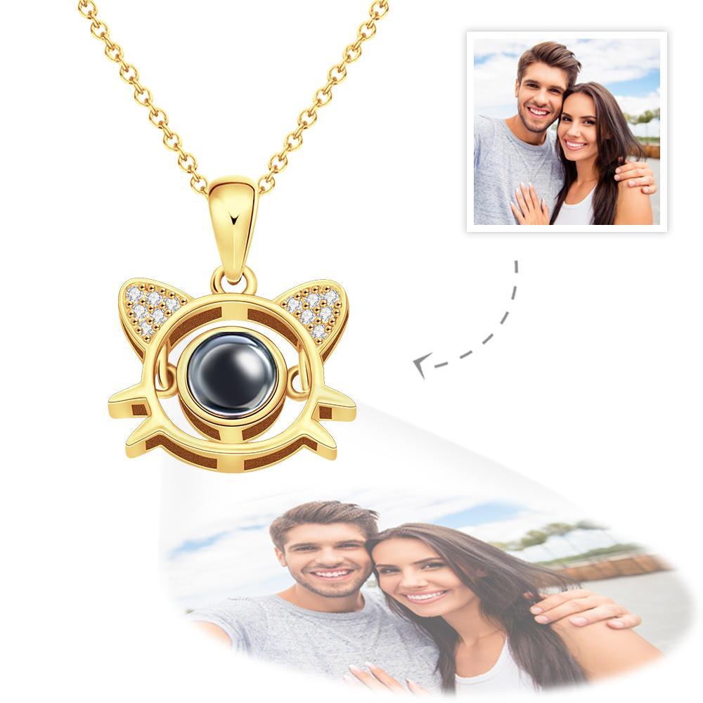 Personalisierte Fotoprojektionskette Katzenanhänger-Halskette Geschenk für Frauen - NameNecklace
