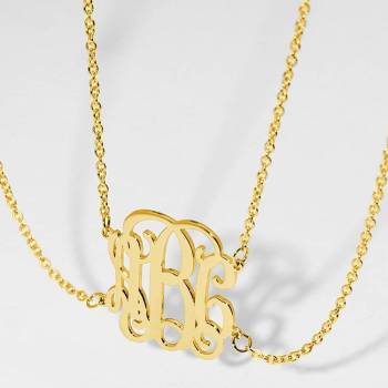 Monogramm Halskette Goldplattiert Silber