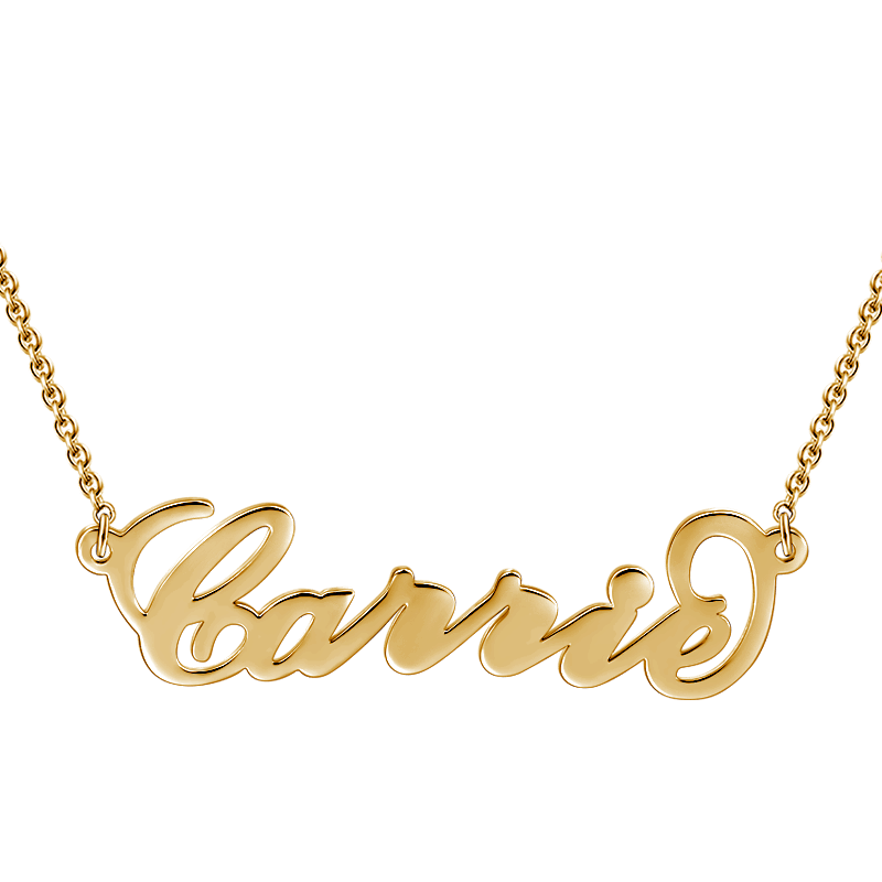 Carrie Style Name Necklace 14K Gold Plated