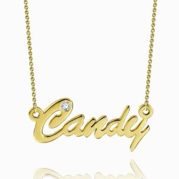 Personalisierte Cz Name Halskette 14K Gold Plattiert Silber