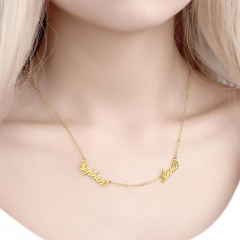 Familiennamen-Halskette, Drei-Namen-Geschenke Für Mama 14K Gold Plattiert