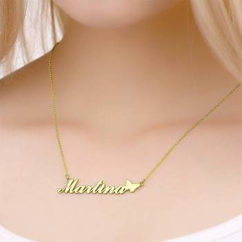 Personalisierte Schmetterling Name Halskette, Perfektes Geschenk Für Freundin 14K Gold Plated - Silber