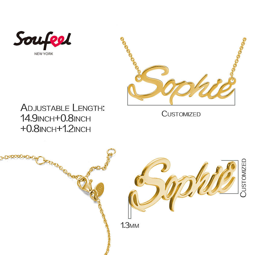 Personalized Name Necklace 14k Gold Plated Silver