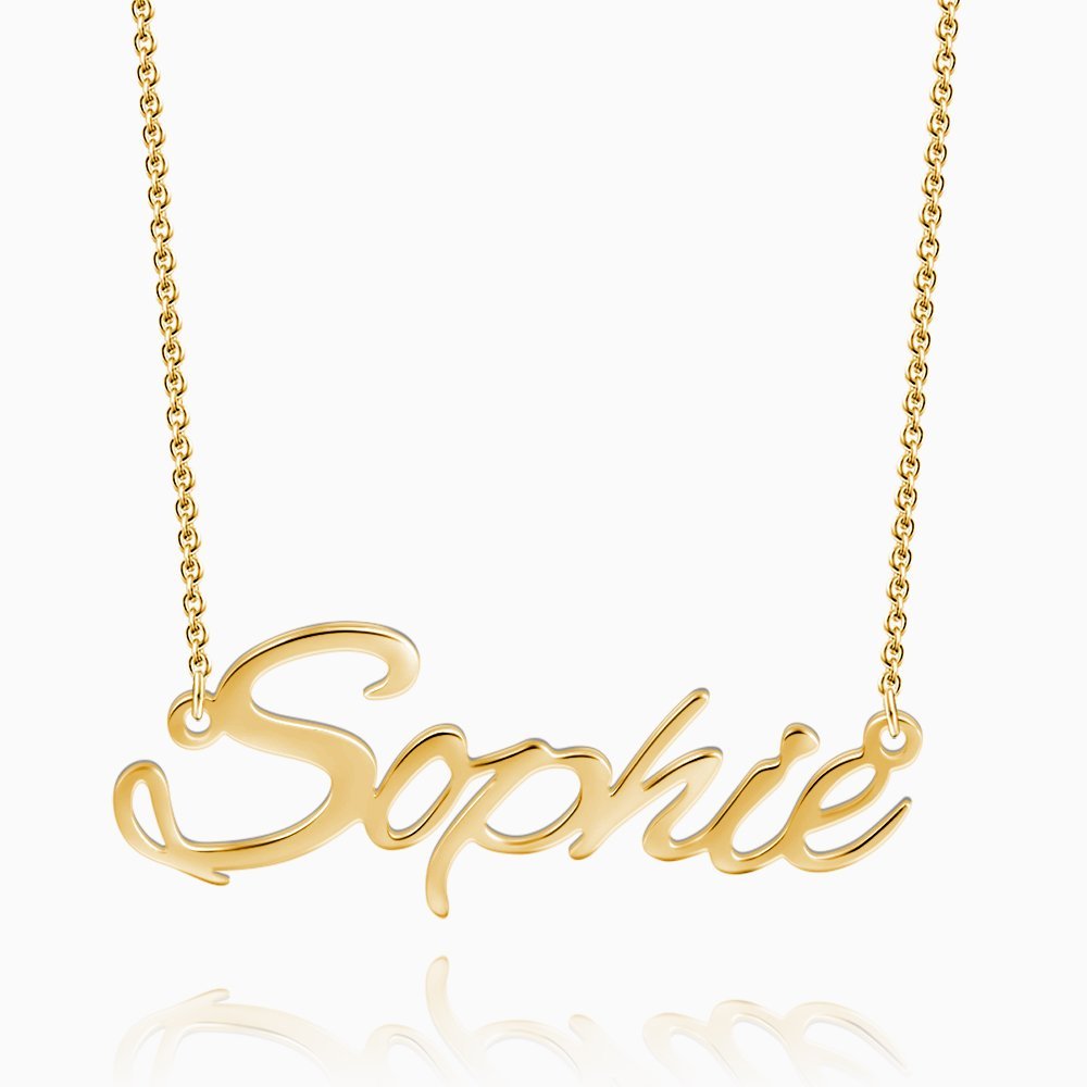 Personalized Name Necklace 14k Gold Plated Silver