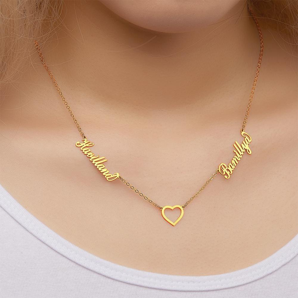 Name Halskette Doppelname Halskette Memorial Geschenk Für Mama 14K Gold Plattiert Silber