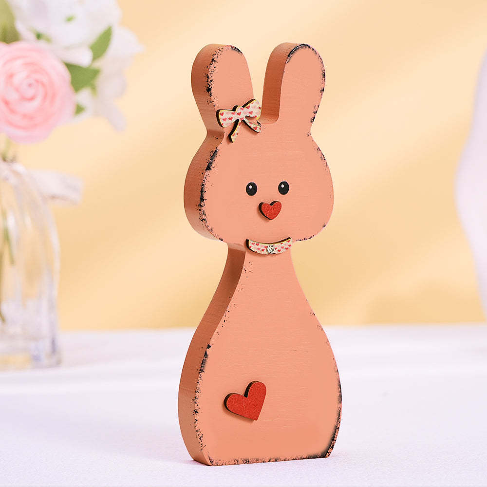 Hölzernes Paar-kaninchen-wohndekor-valentinstag-geschenk Für Paare - ihrenamenskettede