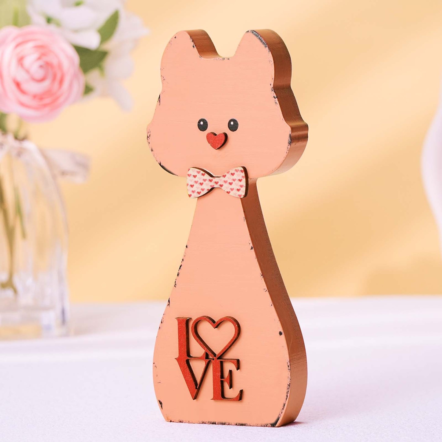 Hölzernes Paar-hund-wohndekor-valentinstag-geschenk Für Paare - ihrenamenskettede