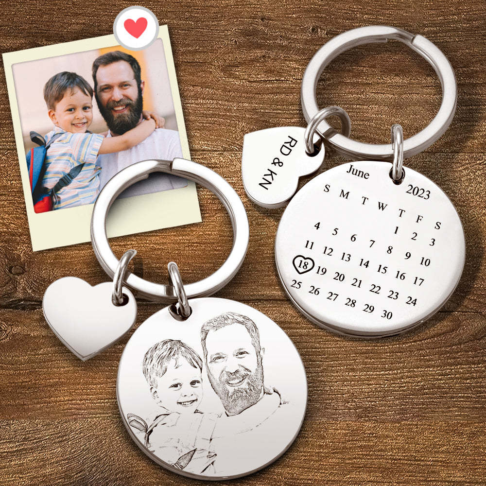 Vatertagsgeschenk Personalisierter Kalender-Schlüsselanhänger, wichtige Datumsmarkierung, Geschenke für Paare