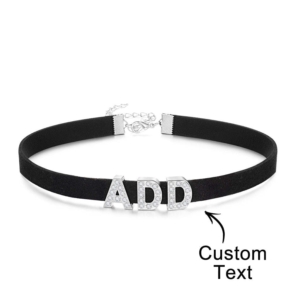 Benutzerdefinierte Mode Buchstaben Halskette Schwarz Leder Halsband Personalisierte Sexy Party Name Halskette Schmuck - ihrenamenskettede