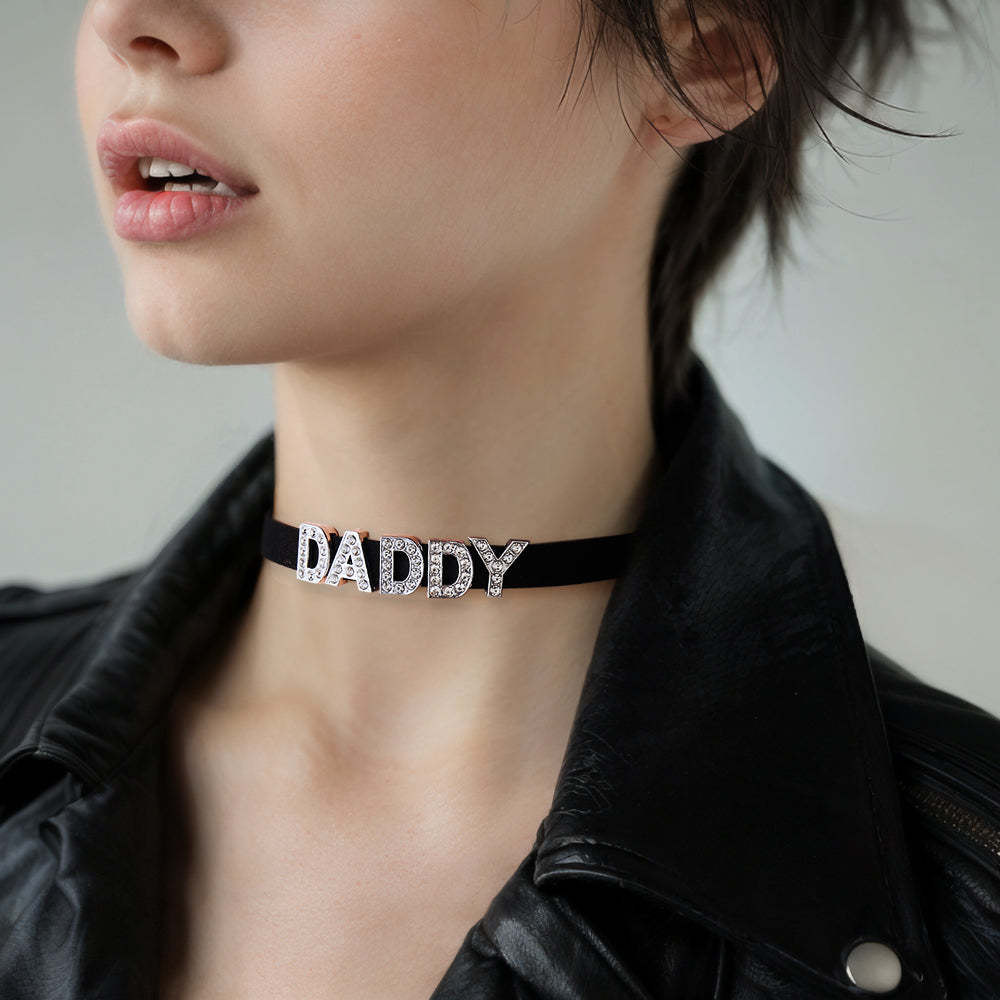 Benutzerdefinierte Mode Buchstaben Halskette Schwarz Leder Halsband Personalisierte Sexy Party Name Halskette Schmuck - ihrenamenskettede