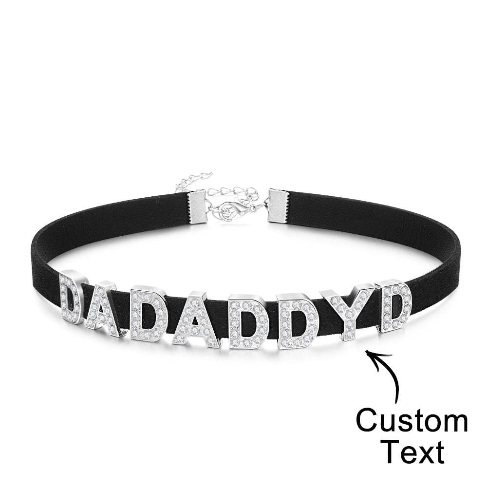 Benutzerdefinierte Mode Buchstaben Halskette Schwarz Leder Halsband Personalisierte Sexy Party Name Halskette Schmuck - ihrenamenskettede