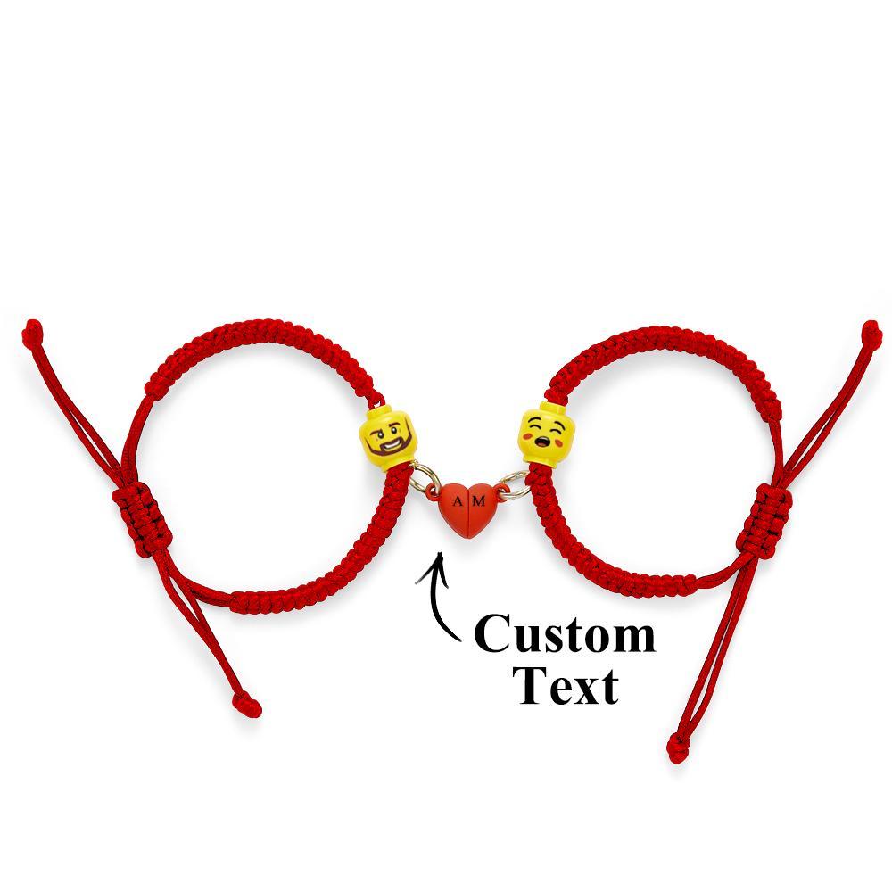 Benutzerdefinierte Minifigur Gesichtsausdruck Paar Armband Valentinstagsgeschenke - ihrenamenskettede