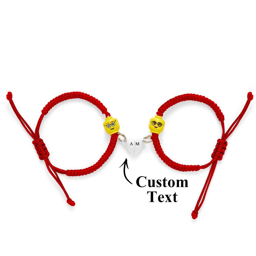 Benutzerdefinierte Minifigur Gesichtsausdruck Paar Armband Valentinstagsgeschenke - ihrenamenskettede