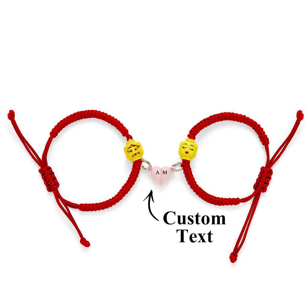 Benutzerdefinierte Minifigur Gesichtsausdruck Paar Armband Valentinstagsgeschenke - ihrenamenskettede