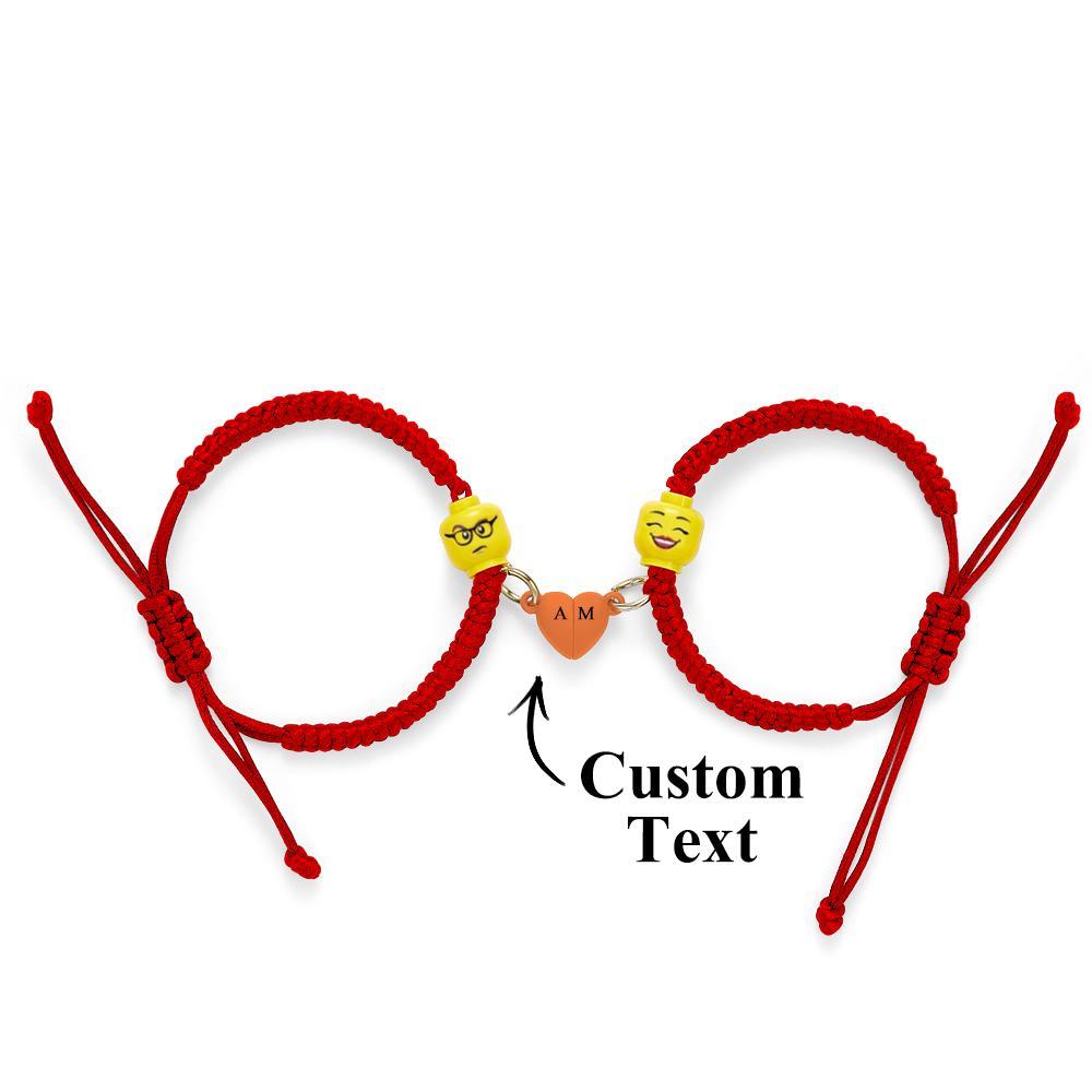 Benutzerdefinierte Minifigur Gesichtsausdruck Paar Armband Valentinstagsgeschenke - ihrenamenskettede