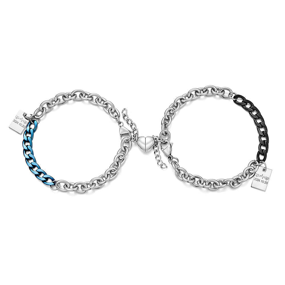 Personalisiertes Graviertes Armband Mit Spleißkette, Modisches Geschenk - ihrenamenskettede