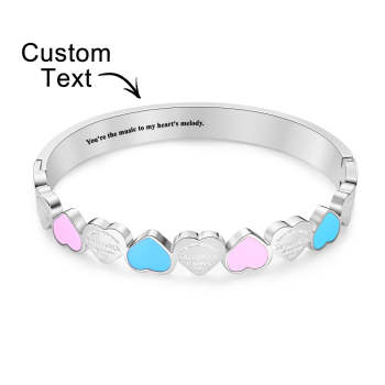 Gravierbares Pfirsich-herz-armband, Süßes Süßes Buntes Armband, Schmuck, Geschenk Für Sie - ihrenamenskettede