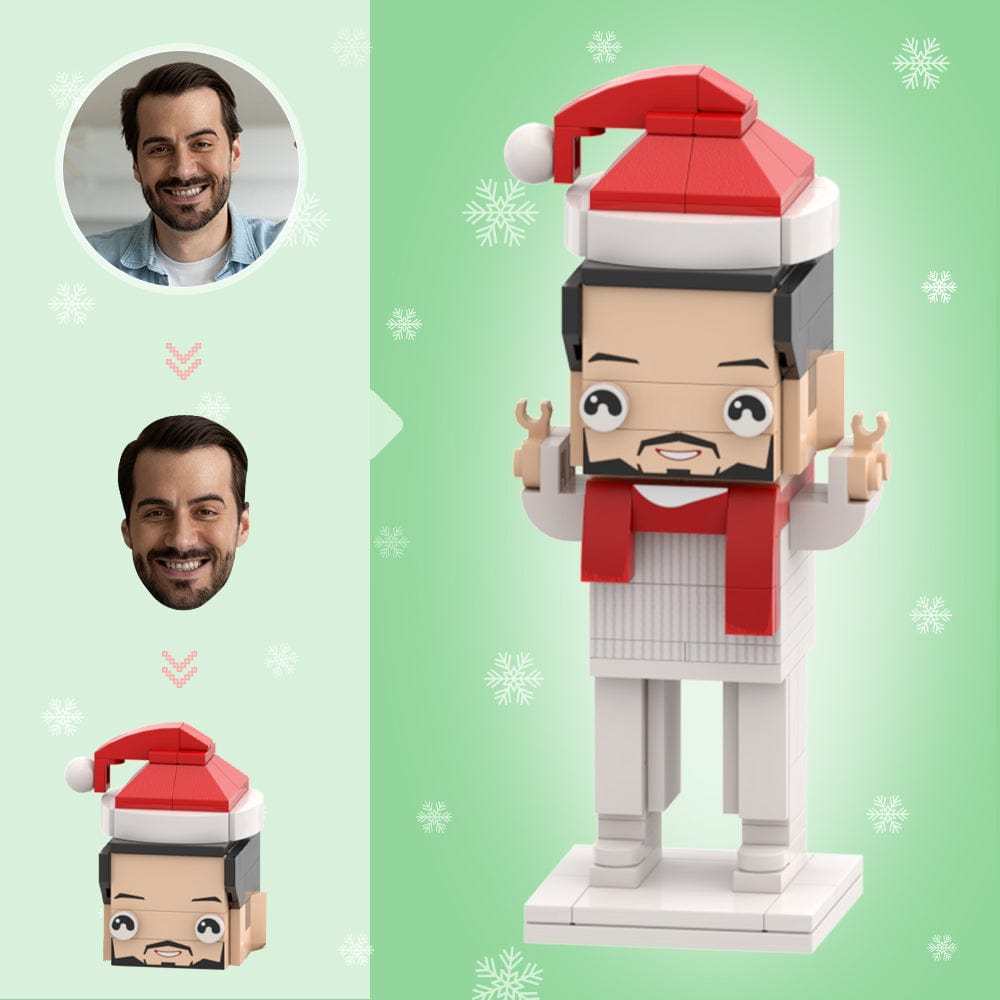 Weihnachtsgeschenke, Individueller Kopf, Ziegelfiguren, Personalisiertes Weihnachtskleid, Ziegelfiguren, Kleines Partikel-block-spielzeug - ihrenamenskettede