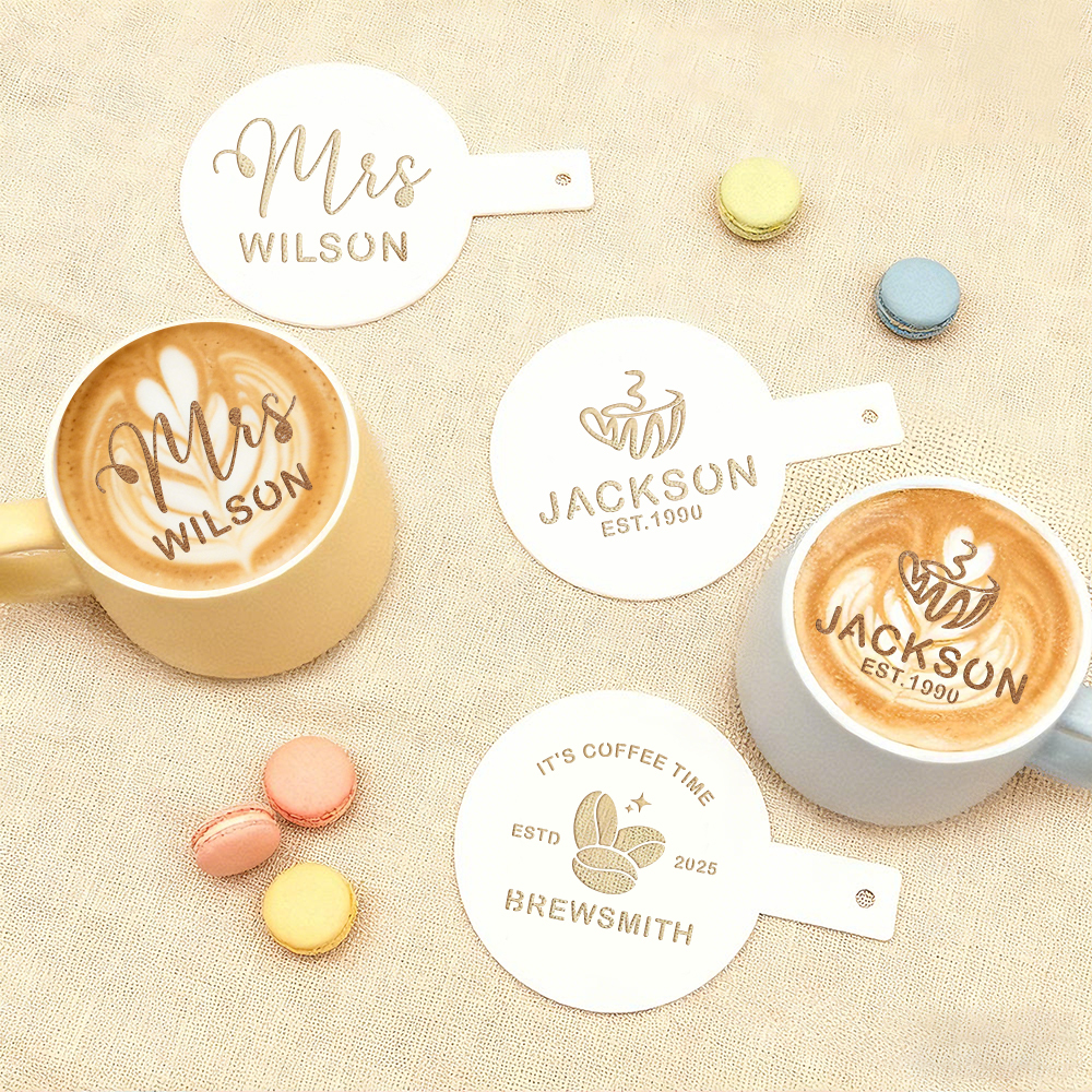 Personalisierte Acryl-spiegel-schablone Für Cocktail- Und Kaffeemotive, Lasergeschnitten, Individuelles Lasergeschnittenes Firmenlogo Für Bäckereien Und Baristas - namenecklacede