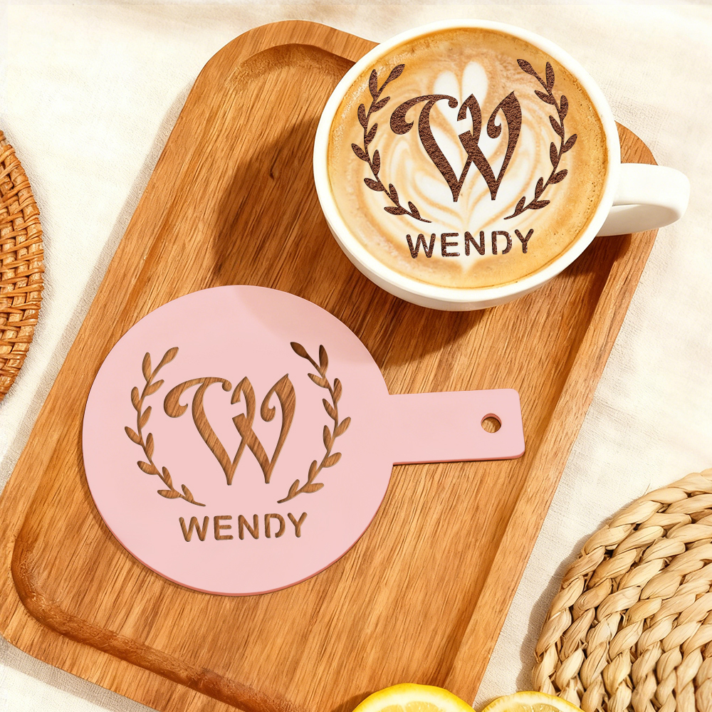 Personalisierte Acryl-spiegel-schablone Für Cocktail- Und Kaffeemotive, Lasergeschnitten, Individuelles Lasergeschnittenes Firmenlogo Für Bäckereien Und Baristas - namenecklacede