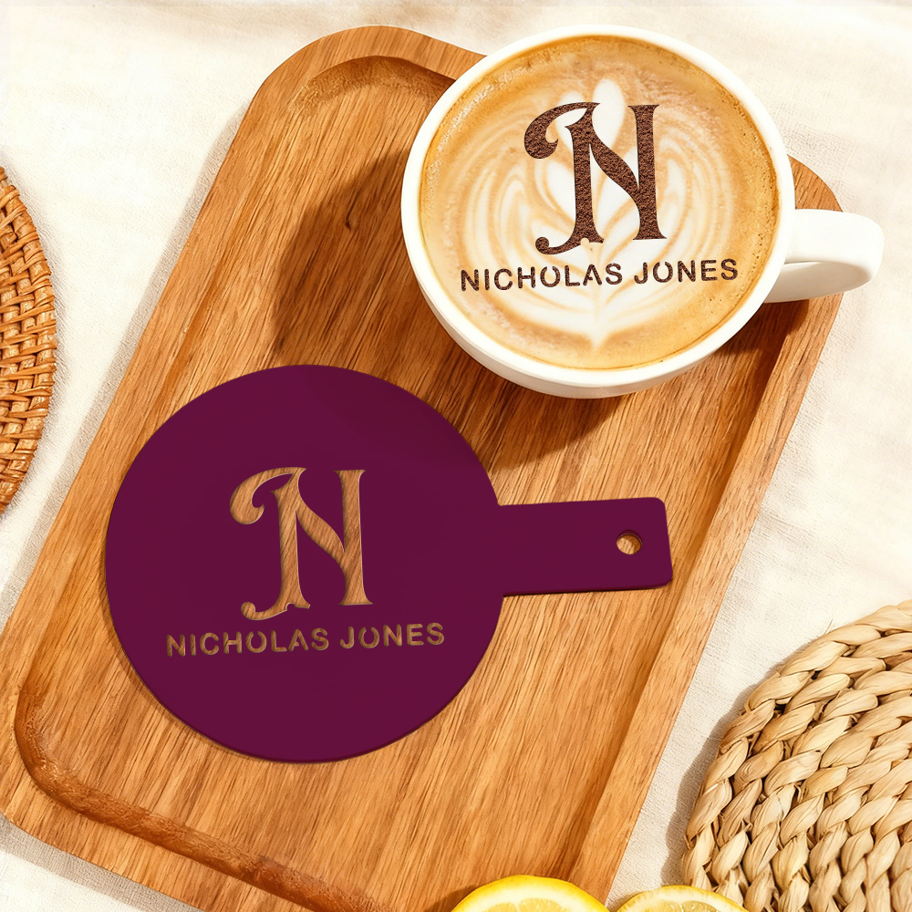 Personalisierte Acryl-spiegel-schablone Für Cocktail- Und Kaffeemotive, Lasergeschnitten, Individuelles Lasergeschnittenes Firmenlogo Für Bäckereien Und Baristas - namenecklacede