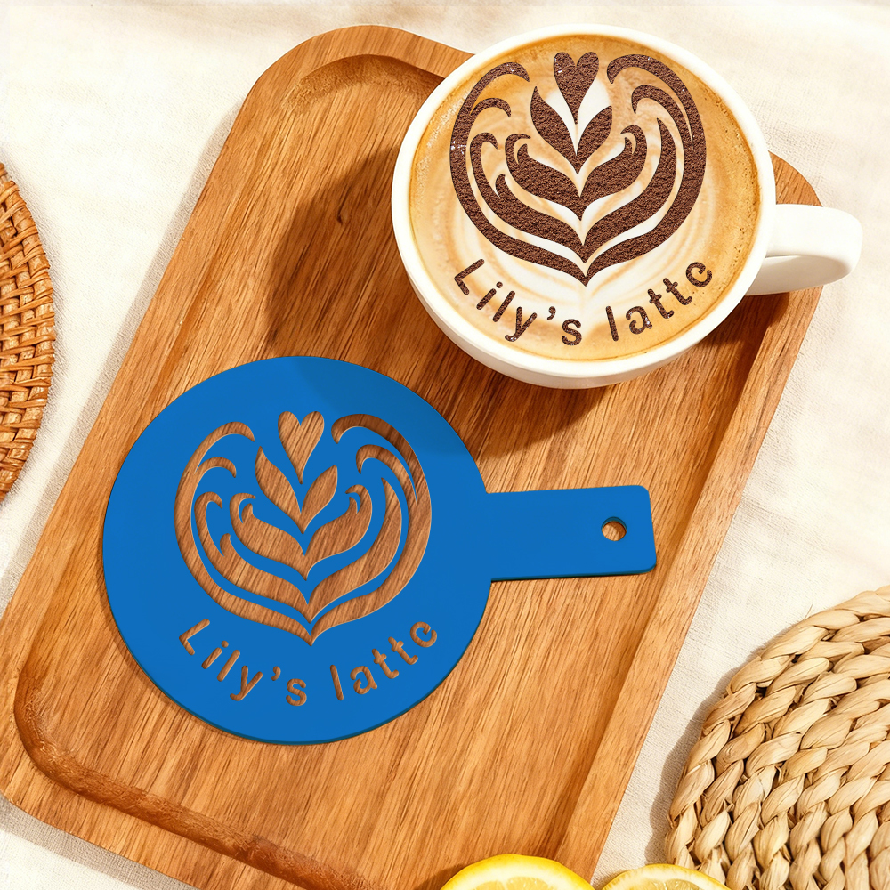 Personalisierte Acryl-spiegel-schablone Für Cocktail- Und Kaffeemotive, Lasergeschnitten, Individuelles Lasergeschnittenes Firmenlogo Für Bäckereien Und Baristas - namenecklacede