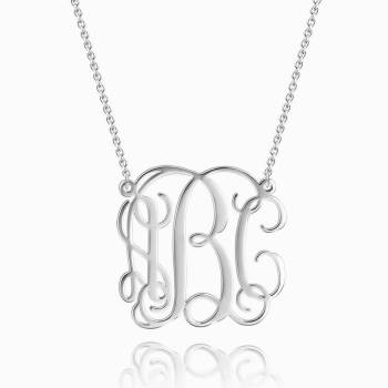 Große Monogramm-Halskette Silber