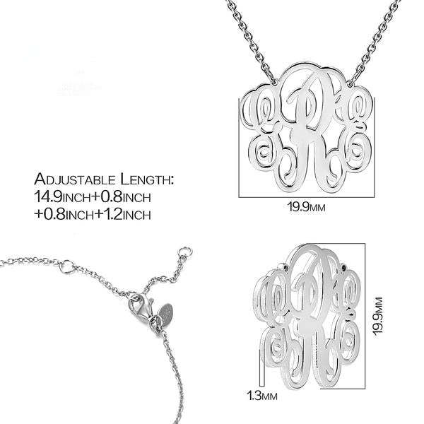 Fancy Monogram Necklace Silver
