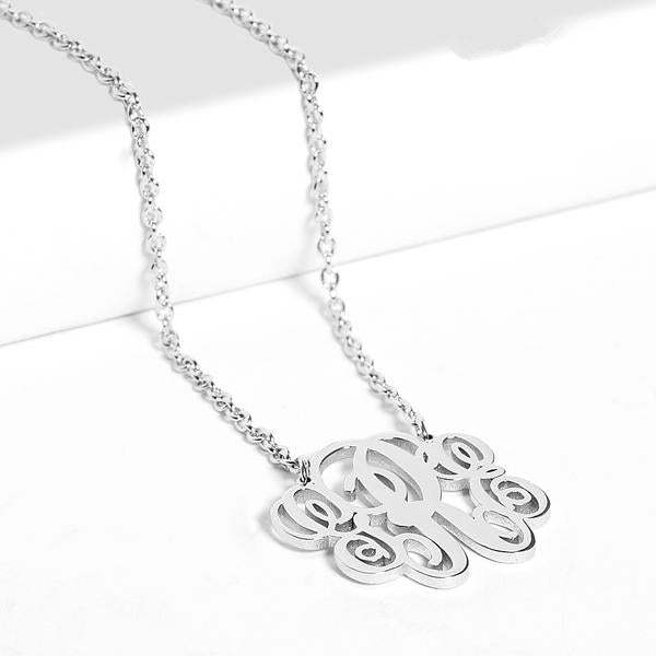 Fancy Monogram Necklace Silver