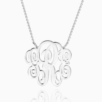 Ausgefallene Monogramm-Halskette Silber