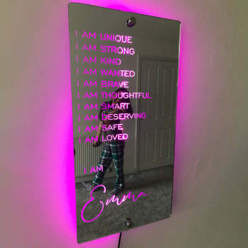 Affirmations-spiegel – I Am Mirror Beleuchtet Bunte Schlafzimmerlampe - ihrenamenskettede