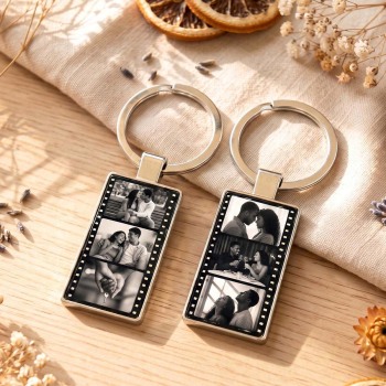 Personalisierter Vintage-Filmrollen-Schlüsselanhänger, Individueller Doppelseitiger Foto-Schlüsselanhänger, Jahrestagsgeschenk Für Ihn - namenecklacede