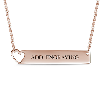 Engravable Heart Bar Necklace Rose Gold