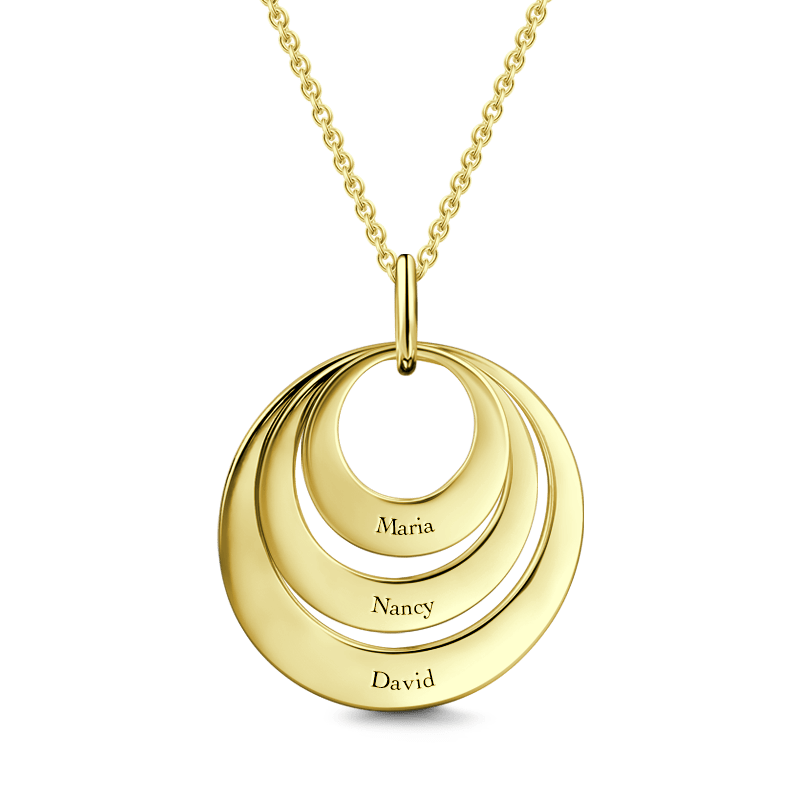 Engravable Three Disc Necklace 14K Gold Plated