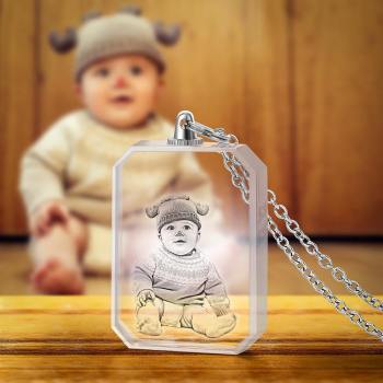 Foto-Halskette Mit Lasergravur Foto Kristall Halskette Silber Farbe Kette Geschenke Ideen Baby Bild Memorial Geschenke